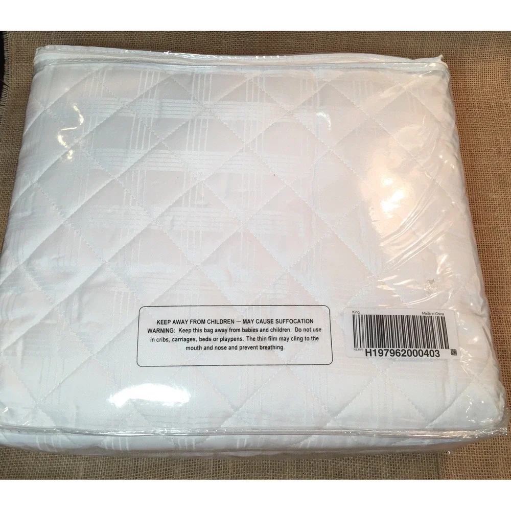 Rest Assure King Mattress Pad Waterproof Jacquard White with 2 Pillow Covers